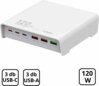 Ldnio 3xUSB-A / 3xUSB-C Hálózati Gyorstöltő Adapter 120W - Fehér