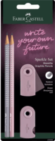 Faber-Castell Sparkle "HB" Grafitceruza szett radírral és hegyezővel - Szürke/Rózsaszín (4 db / csomag)