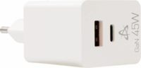 SBOX HC-45 USB-A / USB-C Hálózati Gyorstöltő Adapter 45W - Fehér
