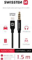 Swissten 73501213 USB-C apa - 3,5mm Jack apa Adapter kábel 1.5m - Fekete