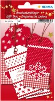 Herma White Christmas Karácsonyi Ajándék cimke (8 x 4 cm) 6 darab - Piros / Fehér