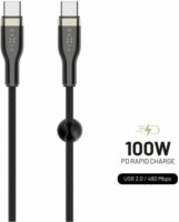 Fixed Braided USB-C apa - USB-C apa 2.0 Adat és töltő kábel 1.2m - Fekete