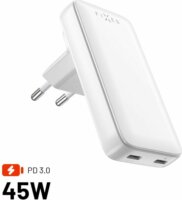 Fixed Slim Traveller 2xUSB-C Hálózati Utazó Gyorstöltő Adapter 45W - Fehér