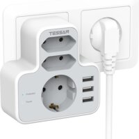 Tessan TS-327 3xUSB-A Hálózati elosztó 3 aljzatos - Fehér