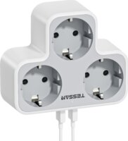 Tessan TS-331 2xUSB-A Hálózati elosztó 3 aljzatos - Fehér