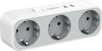 Tessan TS-322 2xUSB-A Hálózati elosztó 3 aljzatos - Fehér