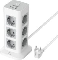 Tessan TS-TPS04-DE 3xUSB-A Hálózati elosztó 12 aljzatos 2m - Fehér