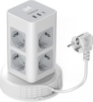 Tessan TPS03RX-DE-C 2xUSB-A / USB-C Hálózati elosztó 8 aljzatos 2m - Fehér