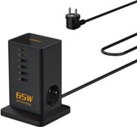 Tessan TS-FS02DE00 4xUSB-A / 2xUSB-C Hálózati elosztó 2 aljzatos 2m - Fekete