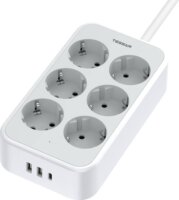 Tessan TS-PS02DE00 2xUSB-A / USB-C Hálózati elosztó 6 aljzatos 2m - Fehér