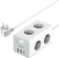 Tessan TS-306-C 2xUSB-A / USB-C Hálózati elosztó 6 aljzatos 2m - Fehér