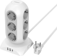 Tessan TPS02-DE-C 2xUSB-A / USB-C Hálózati elosztó 12 aljzatos 2m - Fehér
