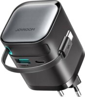 Joyroom TCL02 USB-A / USB-C Hálózati Gyorstöltő Adapter 65W Beépített USB-C kábellel - Fekete