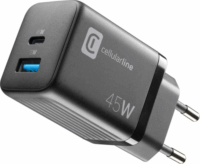 Cellularline GaN USB-C + USB-A Hálózati töltő 45W - Fekete