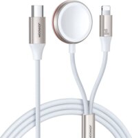 Joyroom S-IW012 USB-C apa - Lightning apa + Apple Watch töltő Töltőkábel 1.5m - Fehér
