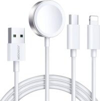 Joyroom S-IW008 USB-A apa - USB-C apa + Lightning apa + Apple Watch töltő Töltőkábel 1.2m - Fehér