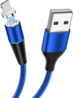 HCT C-3A USB-A apa - Lightning apa Mágneses Adat- és töltőkábel 1m - Kék