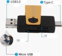HCT 028-168 USB-A / USB-C / microUSB Külső kártyaolvasó
