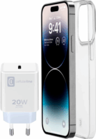 Cellularline Starter Kit Apple iPhone 14 Pro Max Telefon tok és töltő - Átlátszó/Fehér