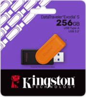 Kingston USB-A 3.2 256GB DataTraveler Exodia S Gen1 Pendrive - Fekete/Narancs