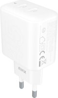 AVAX CH602W 2xUSB-C hálózati töltő Hálózati Gyorstöltő Adapter 45W - Fehér