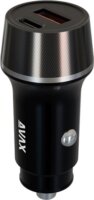 AVAX CC304B USB-A + USB-C Autós gyorstöltő 38W - Fekete