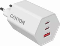 Canyon Hexagon 65 USB-A / 2xUSB-C Hálózati Gyorstöltő Adapter 65W - Fehér
