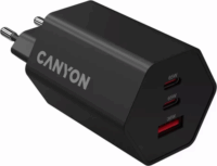 Canyon Hexagon 65 USB-A / 2xUSB-C Hálózati Gyorstöltő Adapter 65W - Fekete