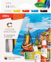 Deli Color Emotion (gouache) tempera készlet 5x12 ml - Vegyes színek
