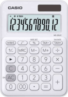 Casio MS 20 UC WE Elem / Napelem 12 digit Asztali Számológép - Fehér