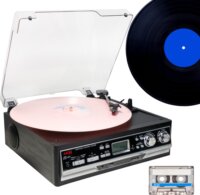 Akai ATT-15SE Retro Bakelit Vinyl lemezjátszó rádióval és magnóval - Fekete