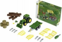 John Deere Összeszerelhető traktor 2 pótkocsival - Sárga / Zöld