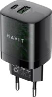 Havit UC303 USB-A / USB-C Hálózati Gyorstöltő Adapter 30W - Fekete