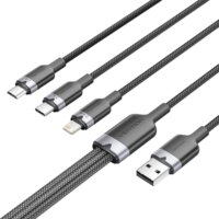 Vention CTPBG USB-A apa - USB-C/Lightning/MicroUSB apa Adat és töltő kábel 1.5m - Fekete