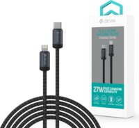 Devia Gracious Series USB-C apa - Lightning apa Adat- és töltőkábel 1m - Fekete