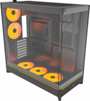 Montech HS02 PRO ARGB Midi Torony Számítógépház + 2db 120mm ventilátor - Fekete