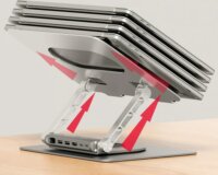 Unitek D1109B01 Állítható / Dönthető 17" Laptop Asztali Állvány + beépített USB HUB 100W - Ezüst
