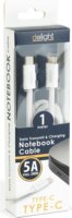 Delight 55555WH-1 USB-C apa - USB-C apa Adat- és töltőkábel 1m - Fehér