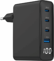 Gembird PDQC100LCD 3xUSB-C / USB-A GaN Hálózati Gyorstöltő Adapter 100W - Fekete