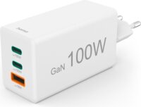Hama 201997 2x USB-C / USB-A GaN Hálózati Gyorstöltő Adapter 100W - Fehér