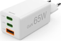Hama 201996 2x USB-C / USB-A GaN Hálózati Gyorstöltő Adapter 65W - Fehér