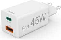 Hama 201993 Mini GaN USB-A / USB-C Hálózati Gyorstöltő Adapter 45W - Fehér
