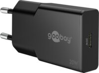 Goobay 75727 USB-C GaN Slim Hálózati Töltő Adapter Készlet 20W - Fekete (2 darabos)
