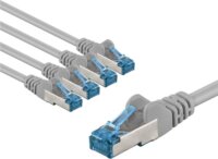 Goobay 67515 S/FTP Cat6a RJ45 Patch kábel 1m - Szürke (5db/csomag)