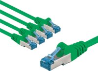 Goobay 69363 S/FTP Cat6a RJ45 Patch kábel 1m - Zöld (5db/csomag)