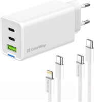 ColorWay 058PDCL USB-A / 2x USB-C Hálózati gyorstöltő szett 65W - Fehér