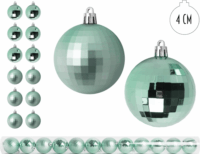 Iris karácsonyi pvc gömb dísz szett 4cm - Türkiz/Mintás (12db/csomag)
