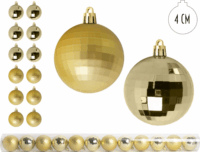 Iris karácsonyi gömb dísz szett 4cm - Aranysárga/Mintás (12db/csomag)