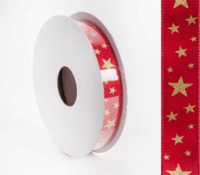 Iris Karácsonyi Csillagos díszítő textil szalag csillagos 15mm/10méter - Piros/Arany