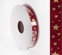 Iris Karácsonyi Csillagos Díszítő textil szalag 15mm/10méter - Bordó/Arany